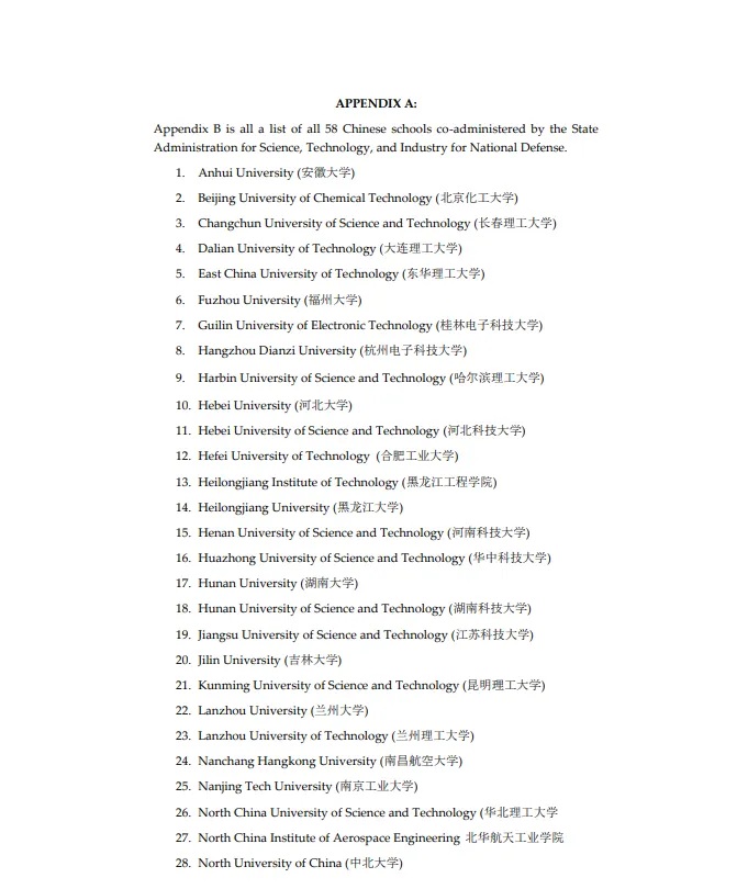 58所被指与中国军方或国家国防科技工业部门存在紧密合作或共同管理关系的中国高校 ... 58所被指与中国军方或国家国防科技工业部门存在紧密合作或共同管理关系的中国高校 ...